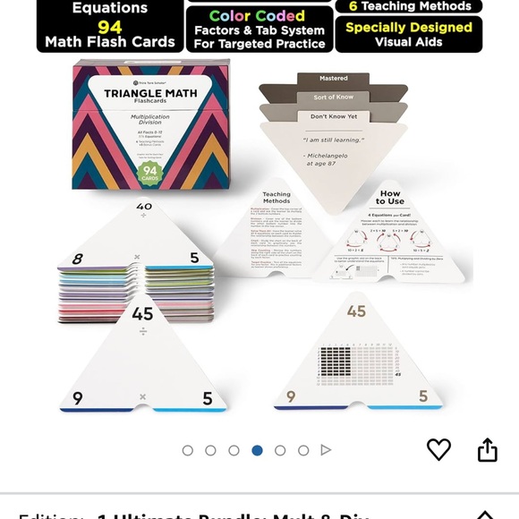 Triangle Math Flashcards Set - Purple and Blue - Picture 2 of 6